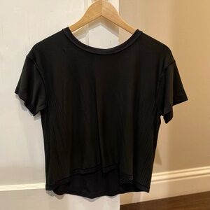 Black Crop Crew Neck T-Shirt
